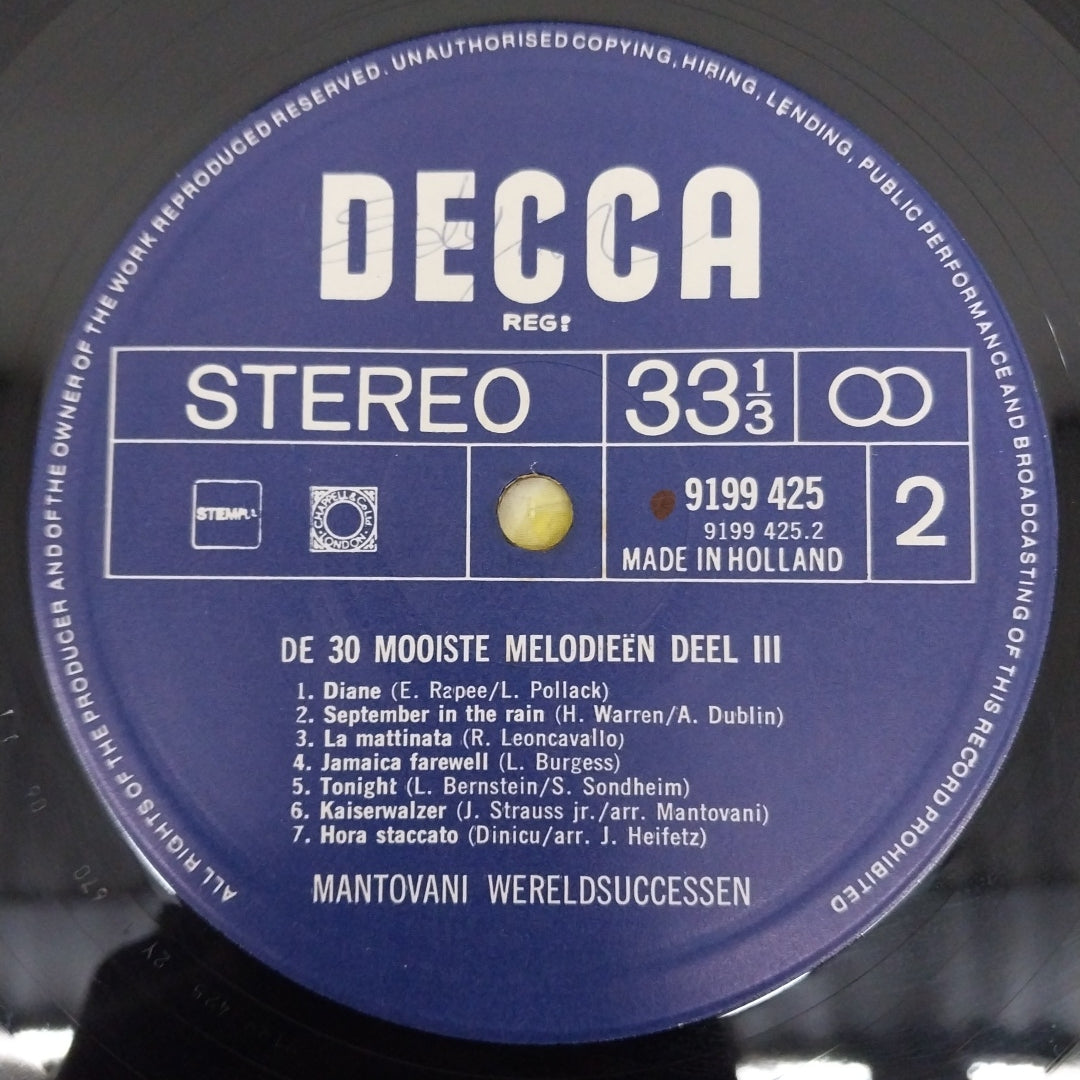 Mantovani - Wereldsuccessen Deel 3 - De 30 Mooiste Melodieën (Vinyl) (2)