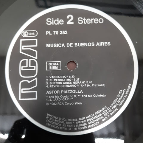 Astor Piazzolla Y Su Quinteto, Astor Piazzolla Y Su Conjunto 9 - Musica De Buenos Aires (Vinyl)