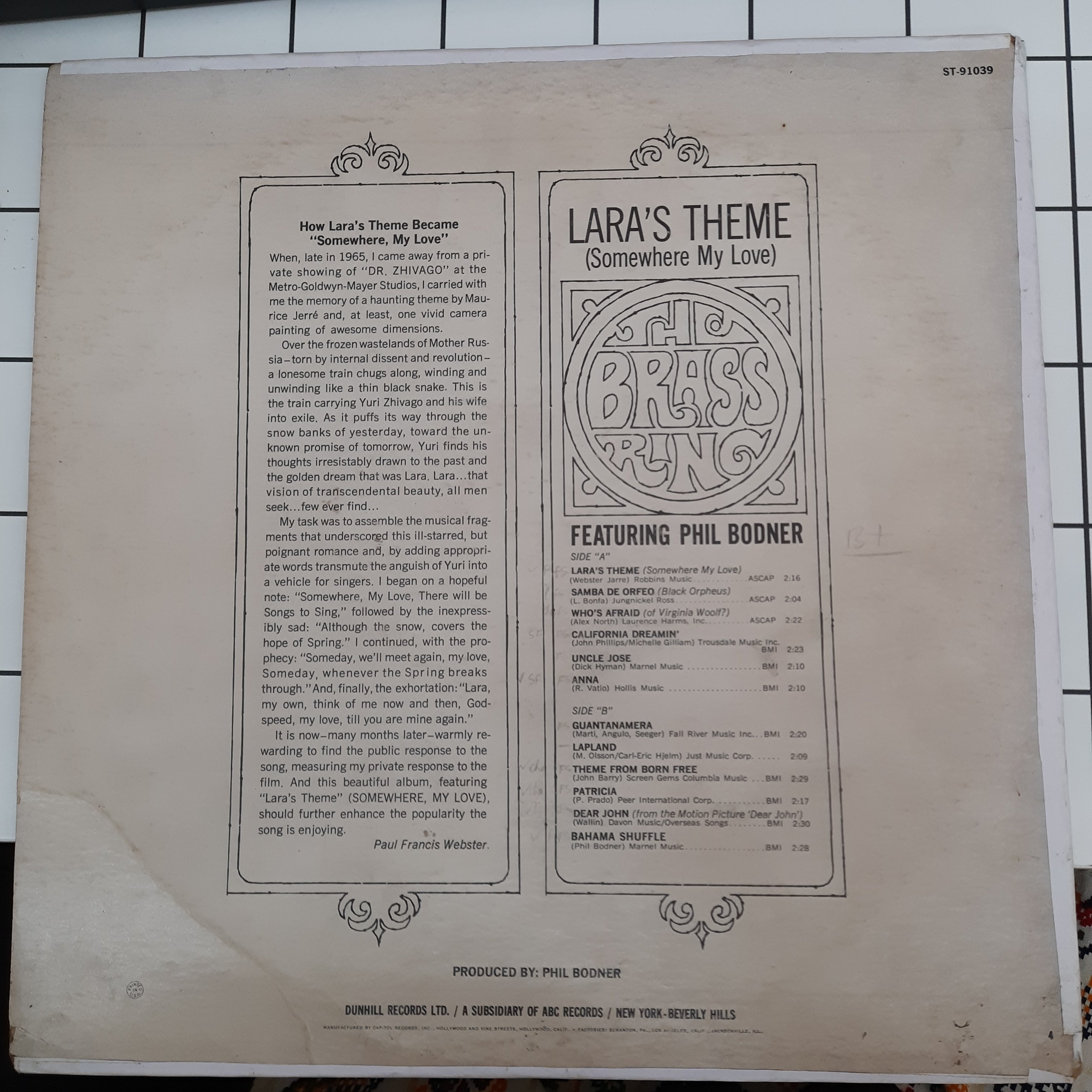 Brass Ring, The - Lara's Theme (Vinyl)