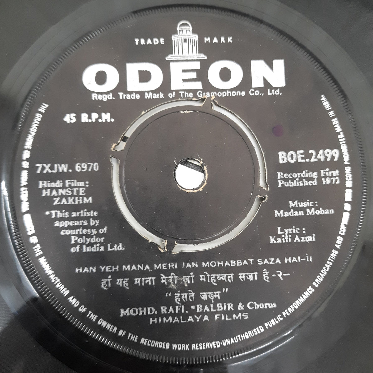 Madan Mohan - Hanste Zakham (45-RPM)