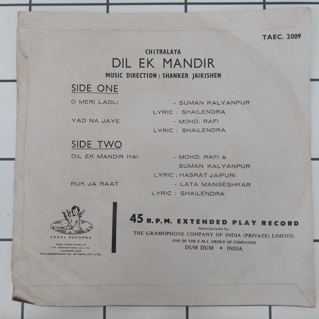 Shankar-Jaikishan - Dil Ek Mandir (45-RPM)