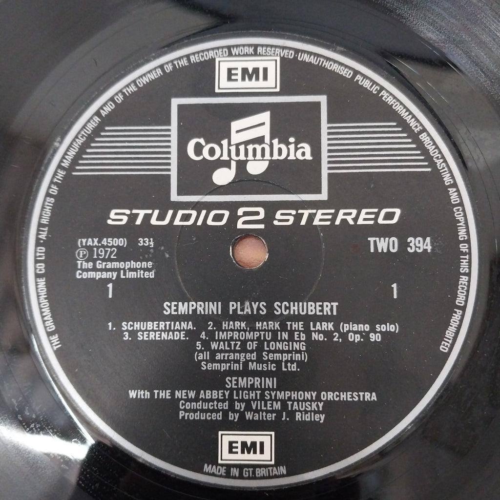 Alberto Semprini, New Abbey Light Symphony Orchestra, The, Vilem Tausky - Semprini Plays Schubert Mendelssohn Mozart (Vinyl)