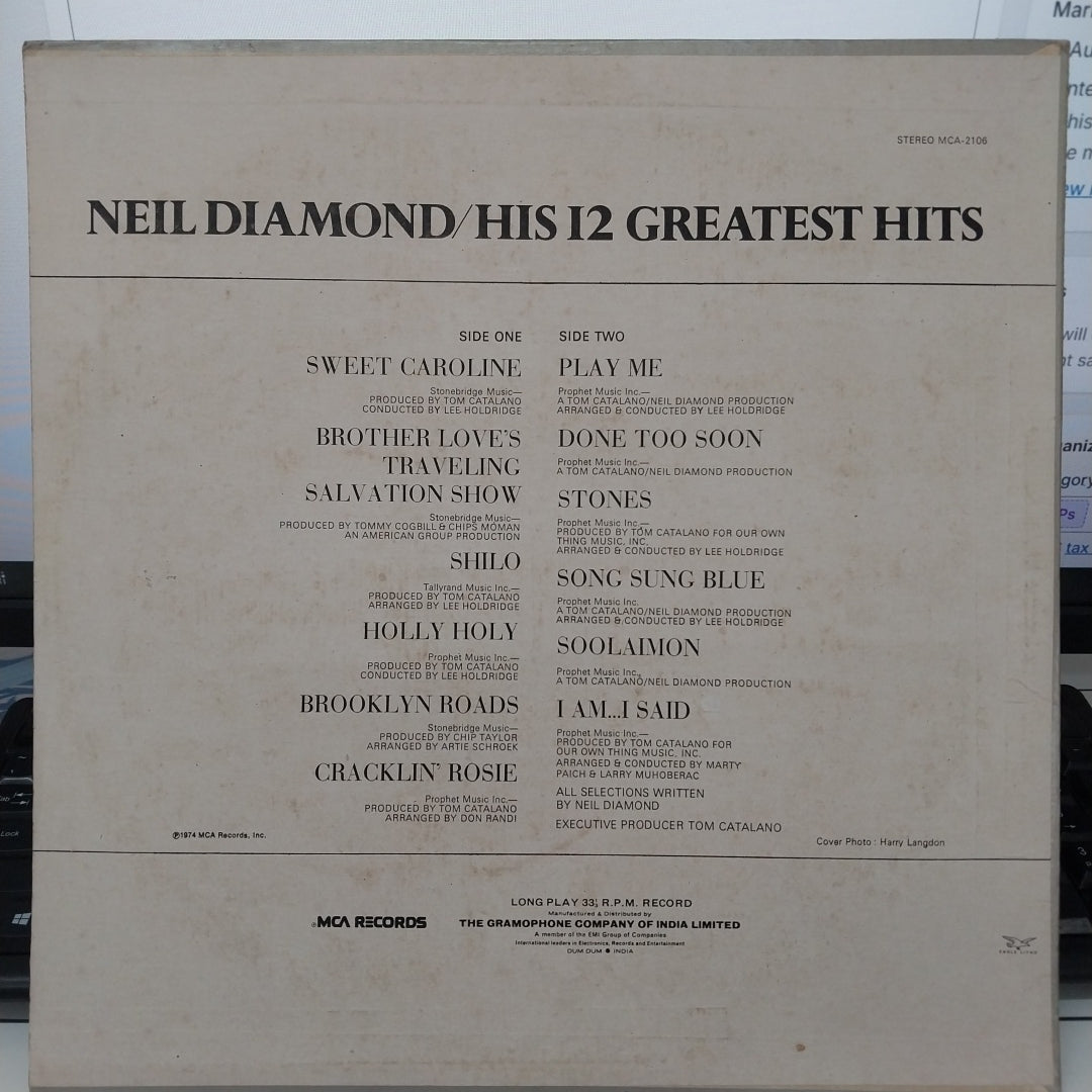 Neil Diamond - His 12 Greatest Hits (Vinyl)