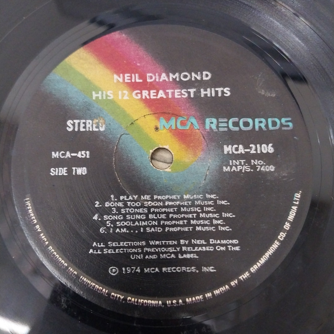 Neil Diamond - His 12 Greatest Hits (Vinyl)