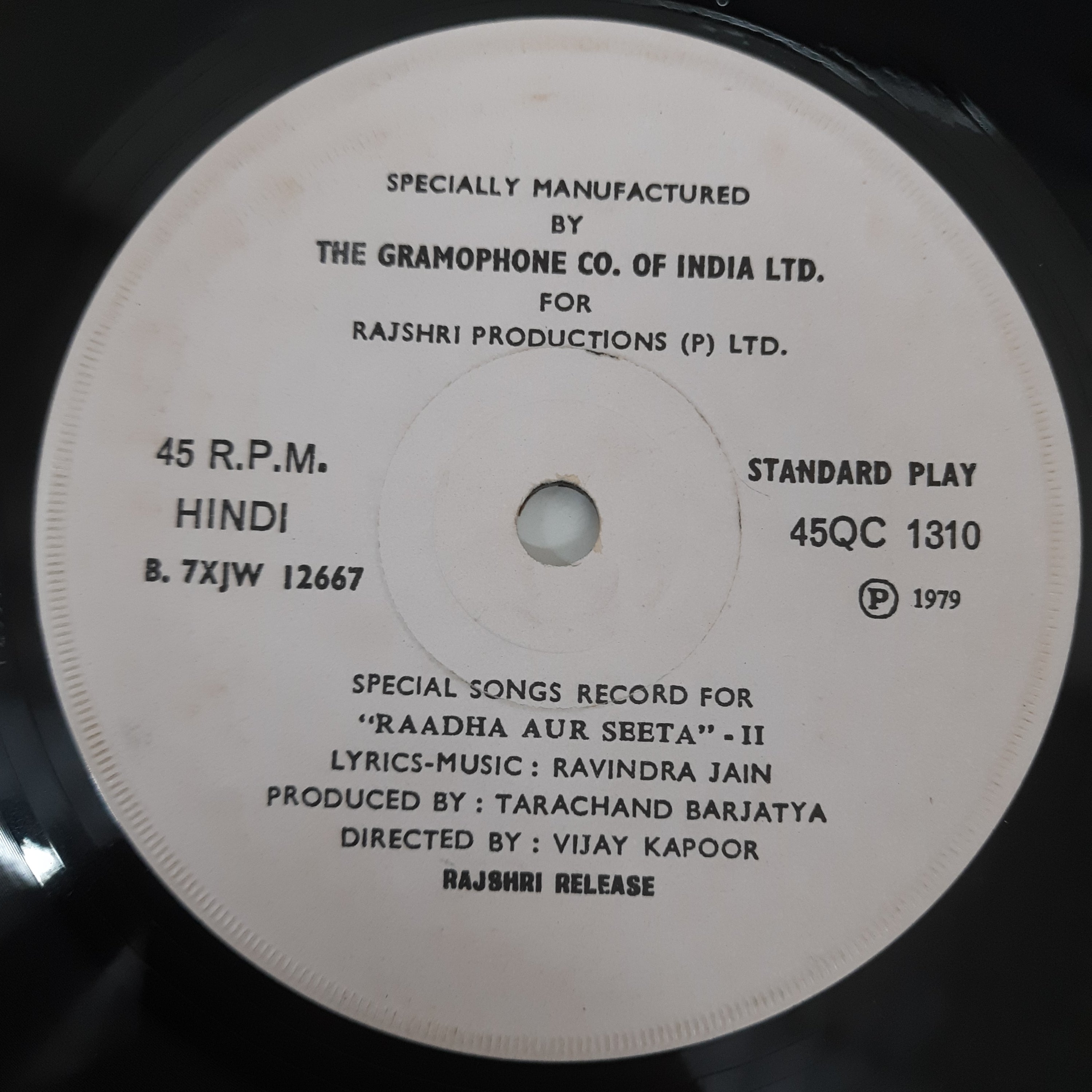 Ravindra Jain  -  Special Songs Record For "Radha Aur Seeta" (45-RPM)