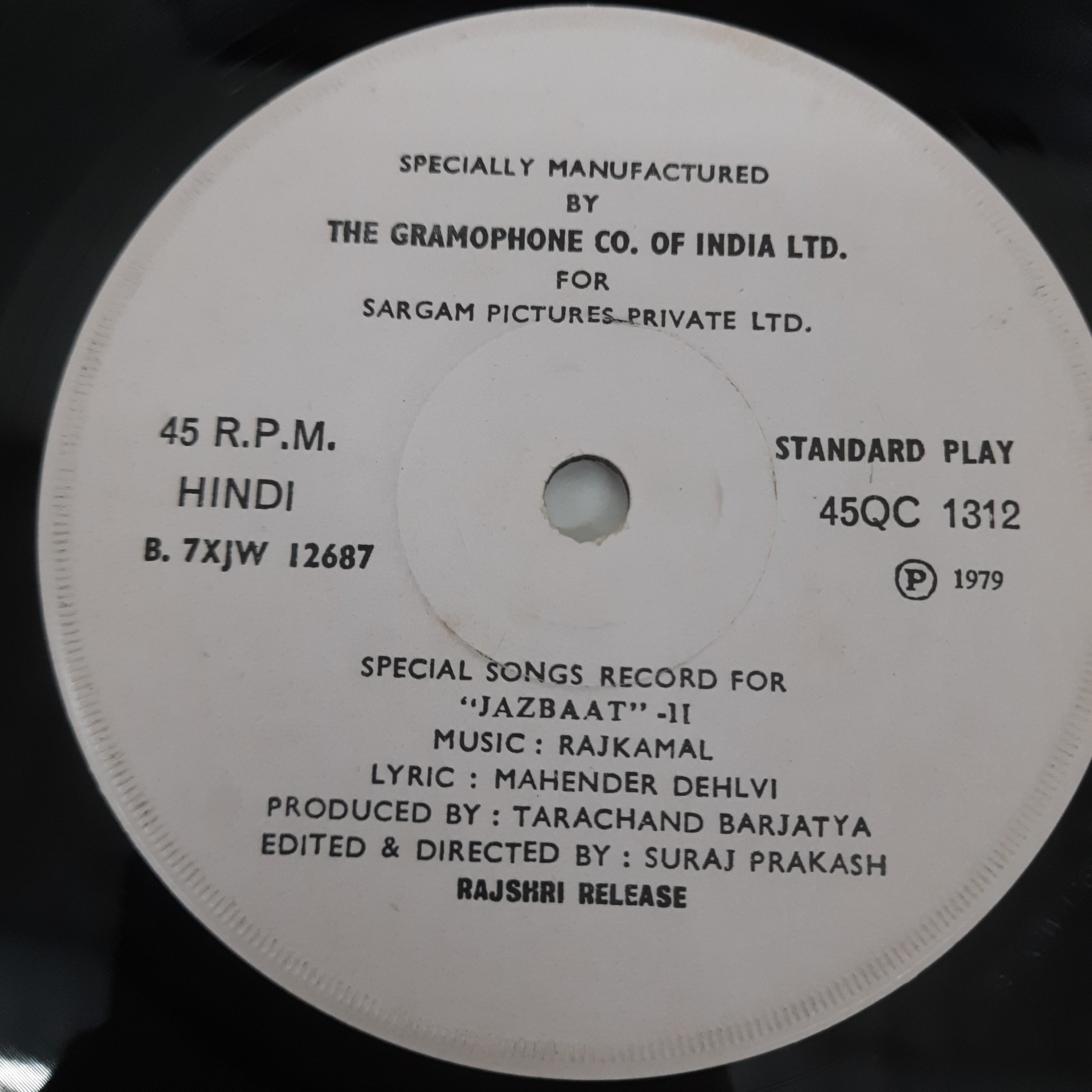 Rajkamal  - Special Songs Record For "Jazbaat"  (45-RPM)