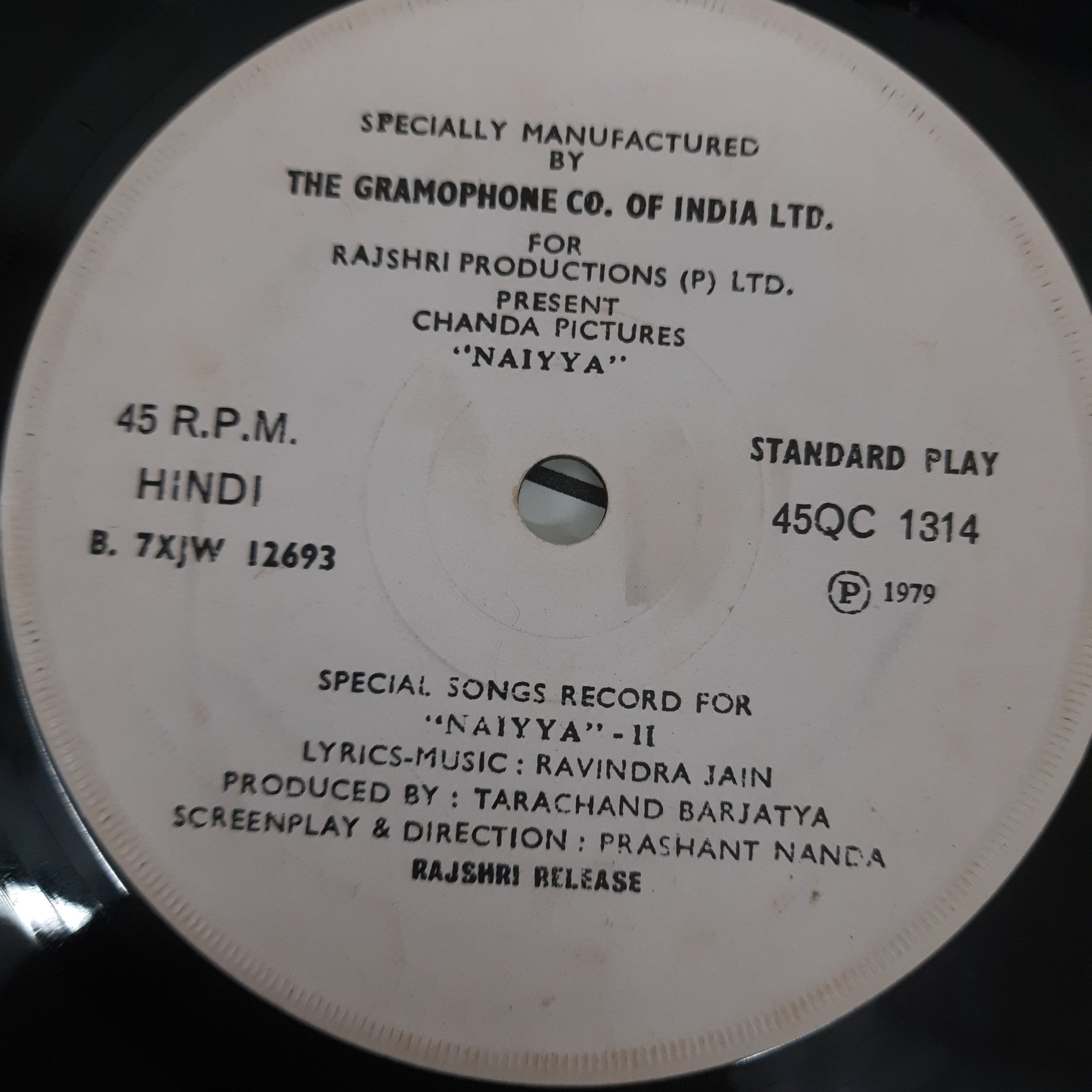 Ravindra Jain - Special Songs Record For "Naiyya"  (45-RPM)