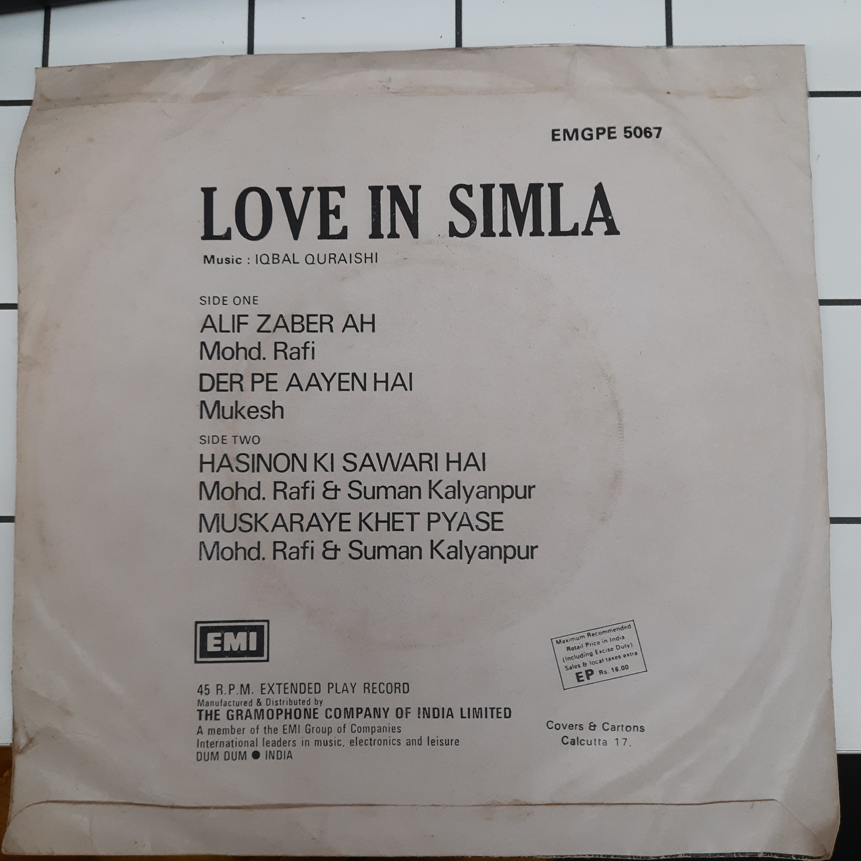 Iqbal uraishi - Love In Simla (45-RPM)