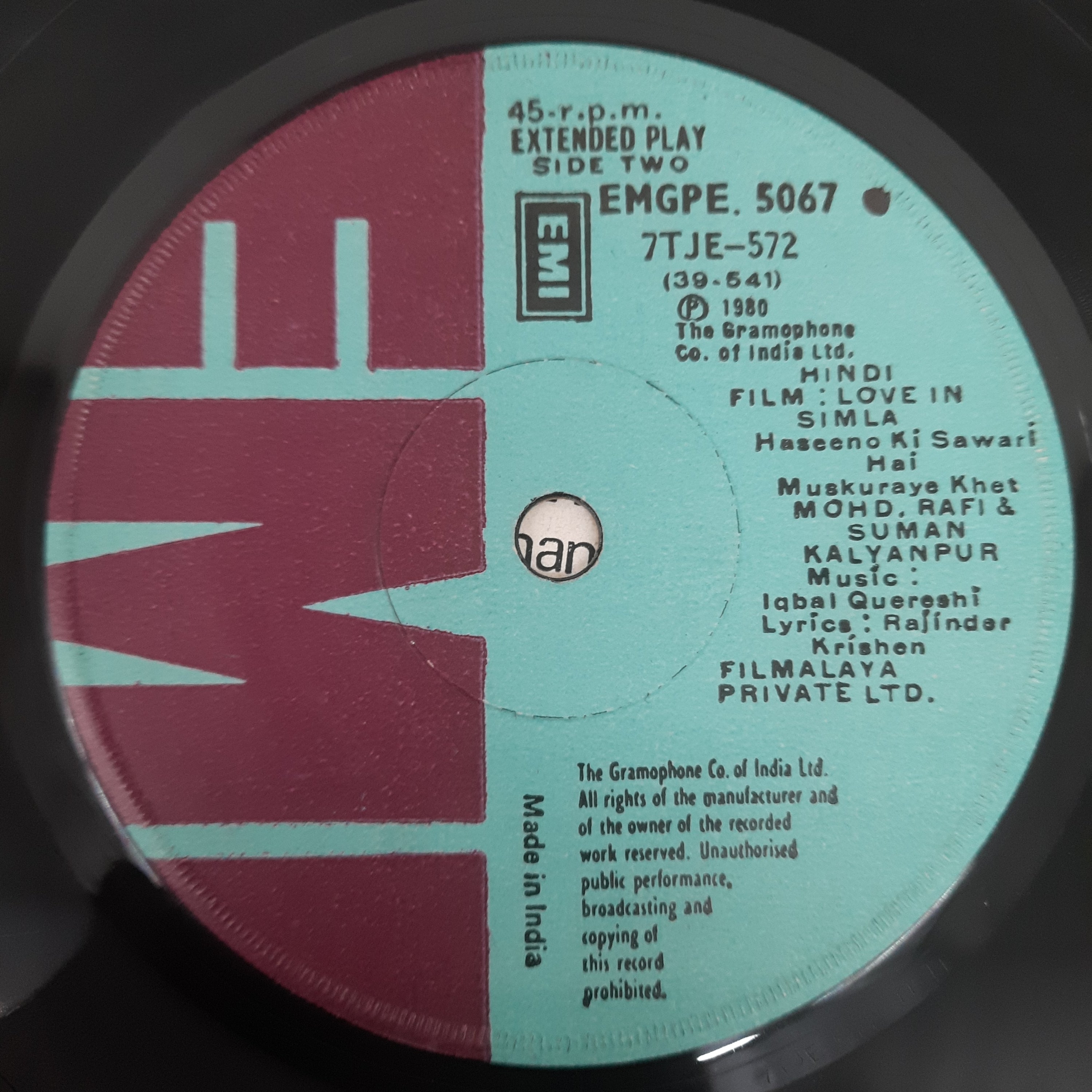 Iqbal uraishi - Love In Simla (45-RPM)
