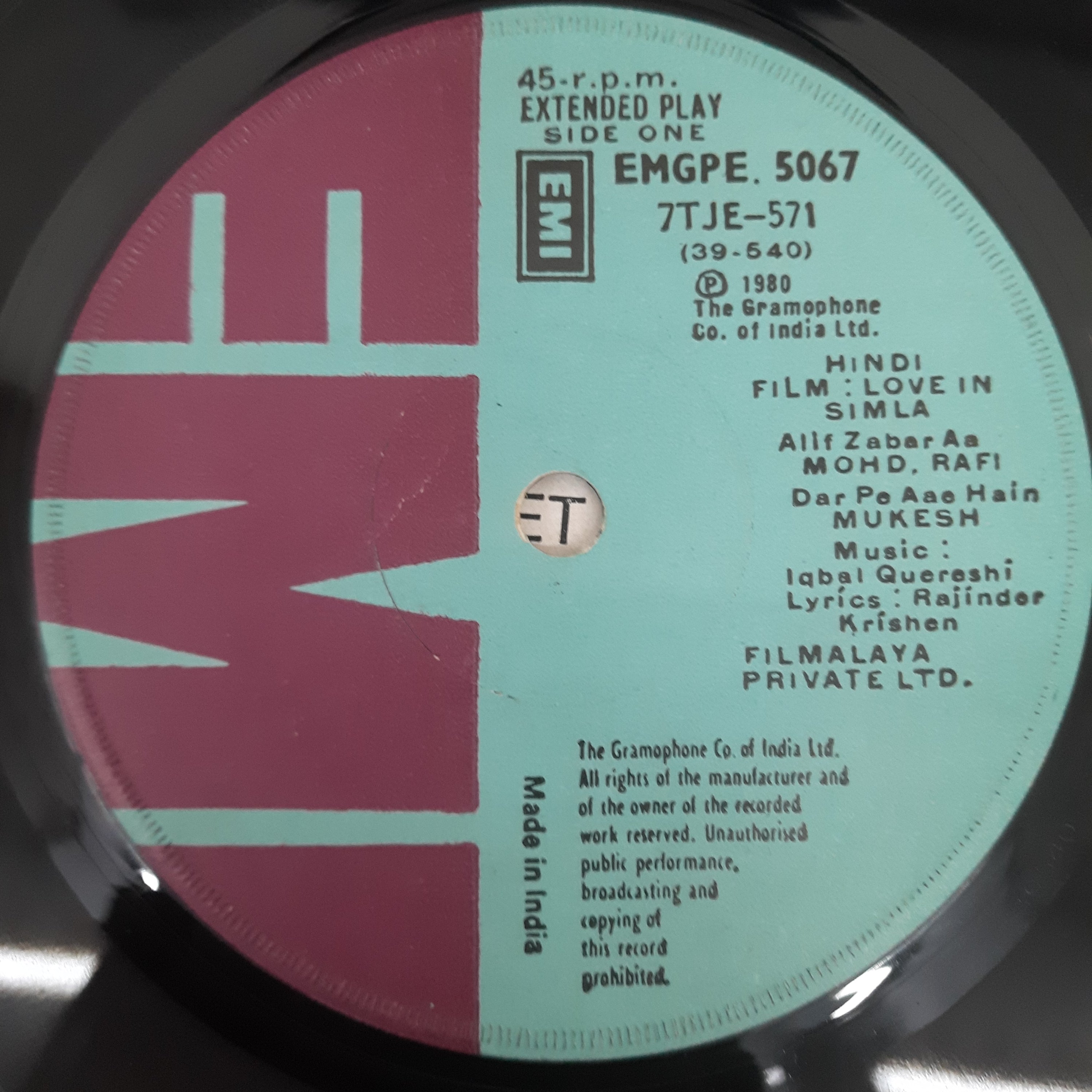 Iqbal uraishi - Love In Simla (45-RPM)