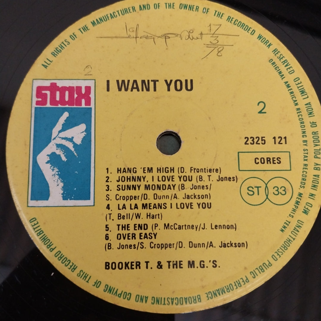 Booker T.& M.G.S - I Want You (Vinyl)