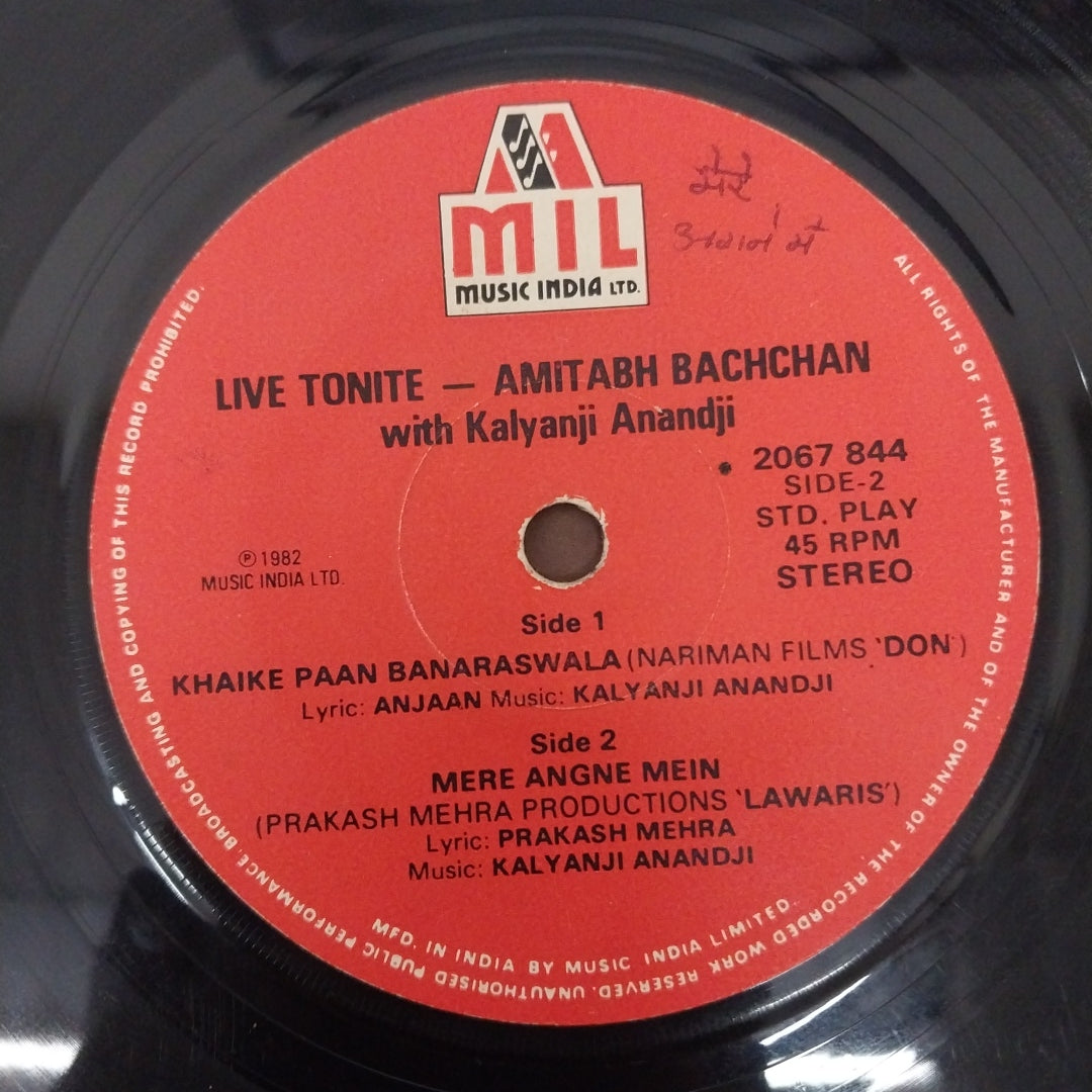 Amitabh Bachchan with Kalyanji-Anandji - Live Tonite Amitabh Bachchan (45-RPM)