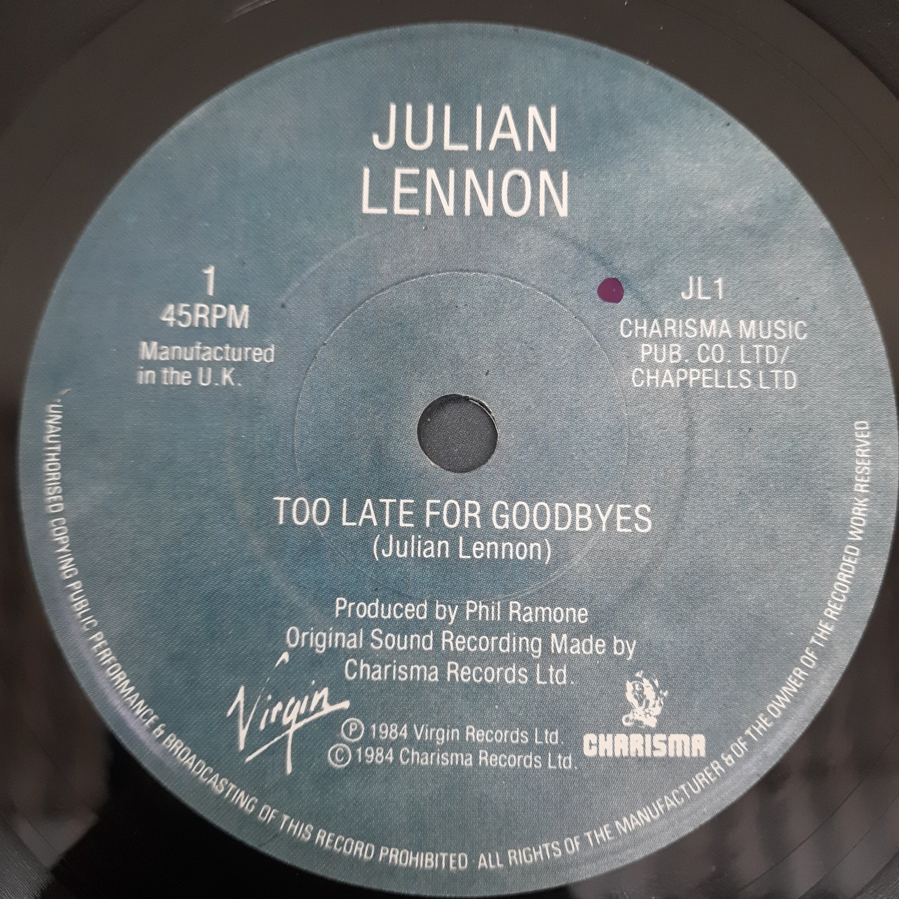 Julian Lennon - Too Late For Goodbyes (45-RPM)