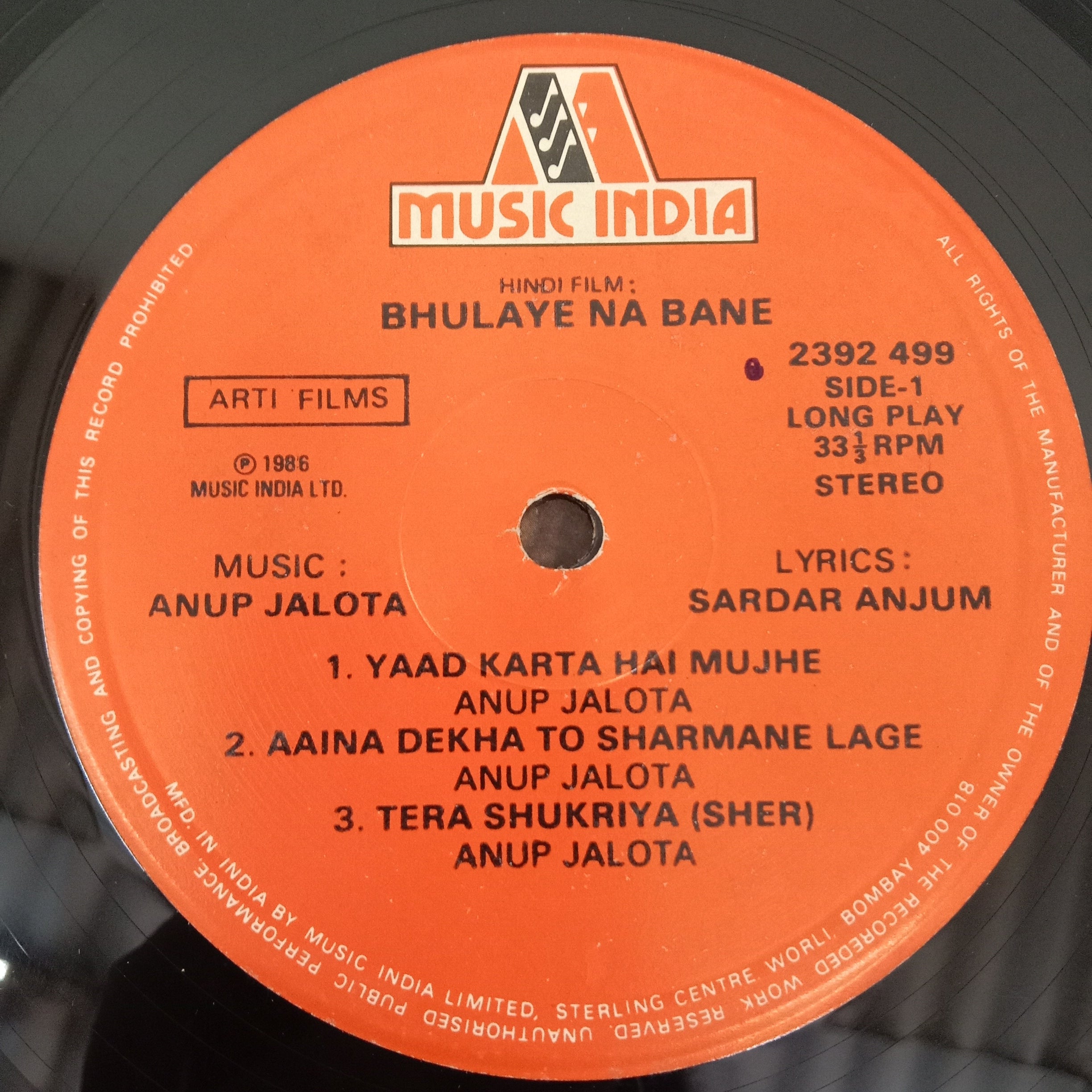 Anup Jalota - Bhulaye Na Bane (Vinyl)