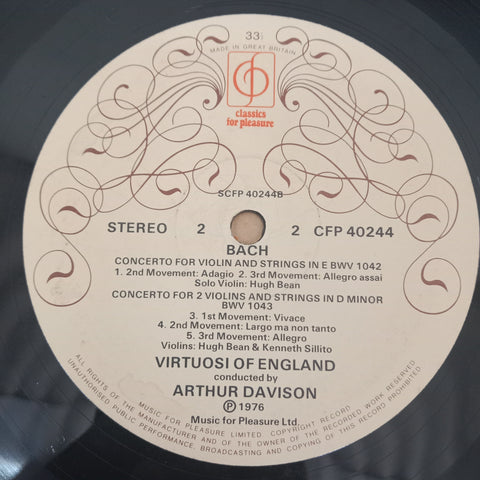 Johann Sebastian Bach, Virtuosi Of England, The, Arthur Davison, Hugh Bean, Kenneth Sillito - Double Concerto In D Minor, Concerto In A Minor, Concerto In E Major (Vinyl)