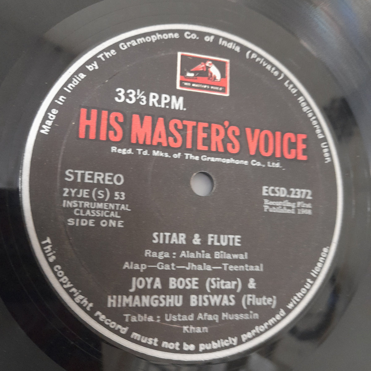 Jaya Bose And Himangshu Biswas - Sitar & Flute (Vinyl)