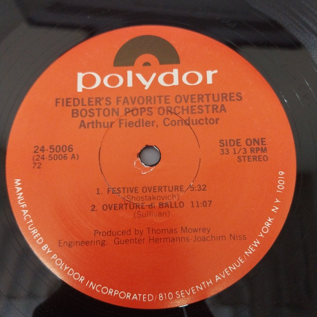 Arthur Fiedler  - Fielders Favorite Overtures Boston Pops Orchestra (Vinyl)