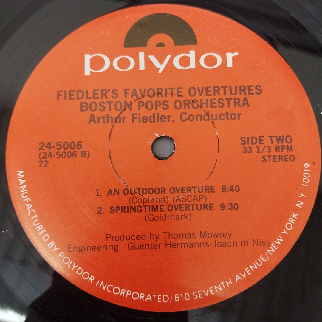 Arthur Fiedler  - Fielders Favorite Overtures Boston Pops Orchestra (Vinyl)