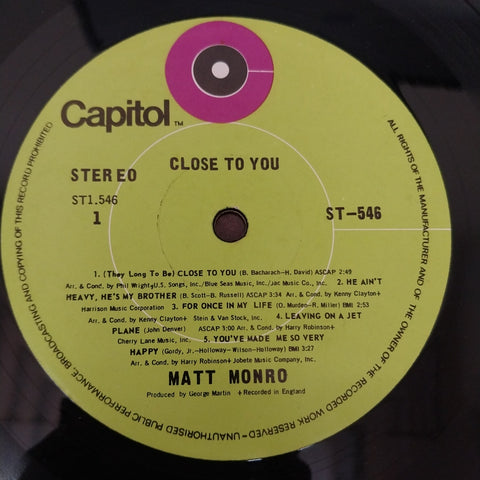 Matt Monro - Close To You (Vinyl)