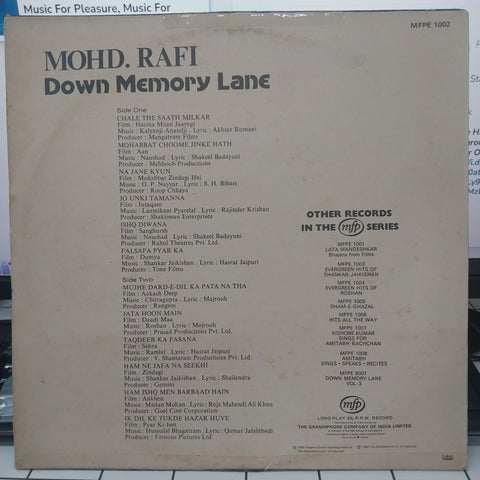 Mohammed Rafi - Down Memory Lane (Vinyl)