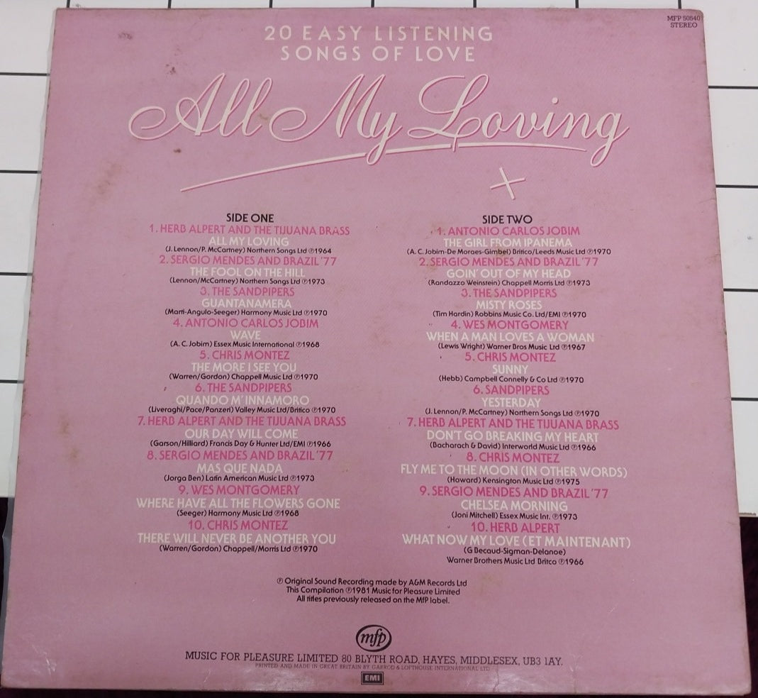 Various - All My Loving (20 Easy Listening Songs Of Love) (Vinyl)