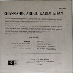 Abdul Karim Khan - Khansahib Abdul Karim Khan (Vinyl)