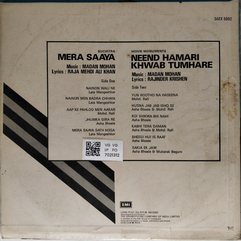 Madan Mohan - Mera Saaya / Neend Hamari Khwab Tumhare (Vinyl)