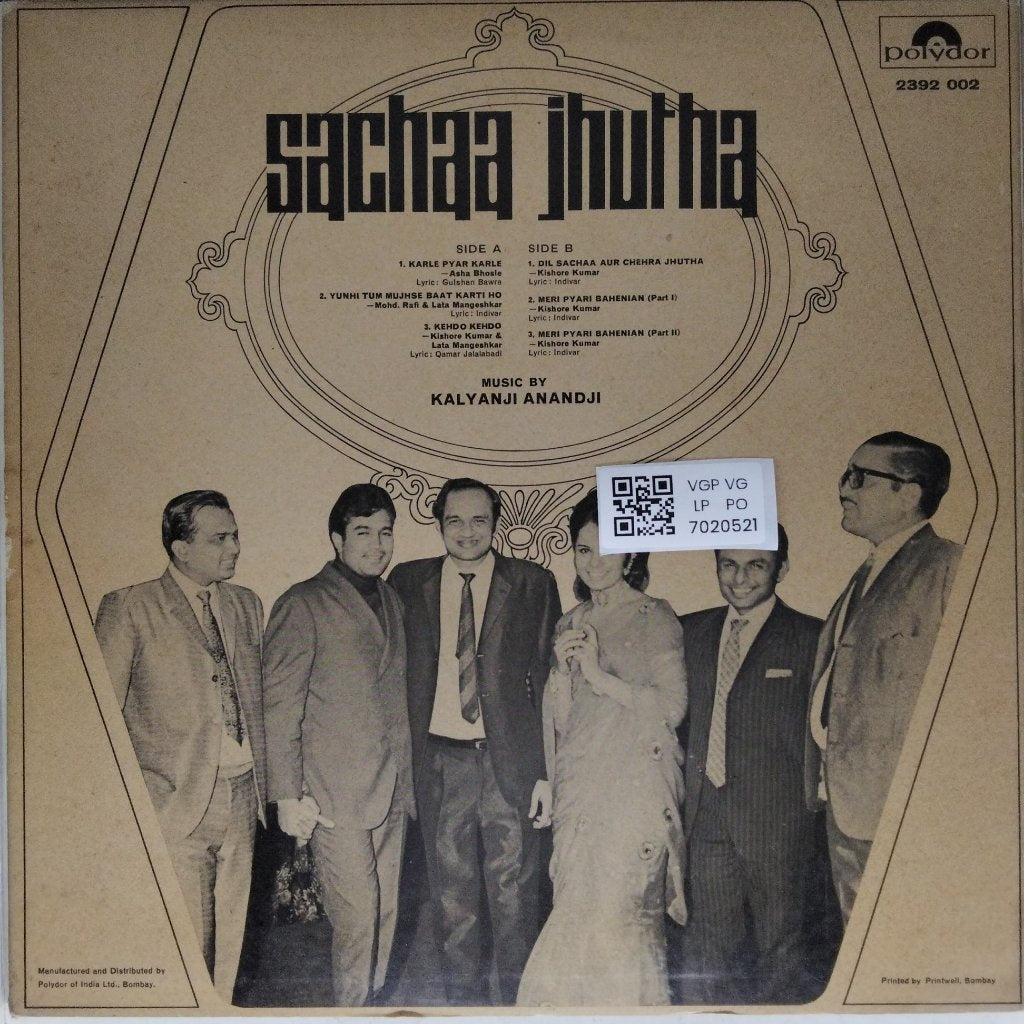 Kalyanji Anandji - Sachaa Jhutha (Vinyl)