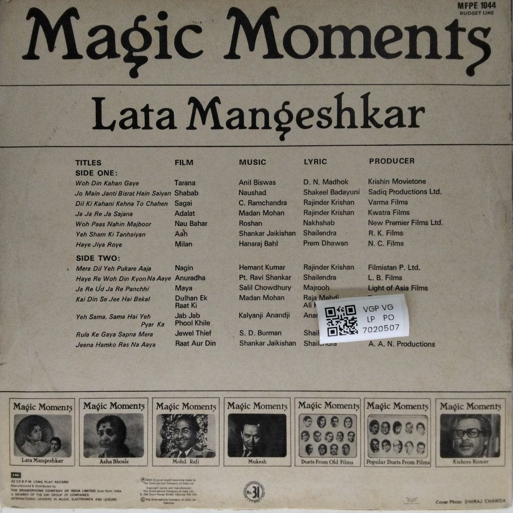 Lata Mangeshkar - Magic Moments (Vinyl)