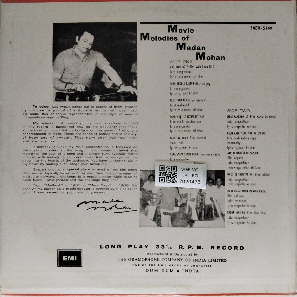 Madan Mohan - Movie Melodies of Madan Mohan (Vinyl)