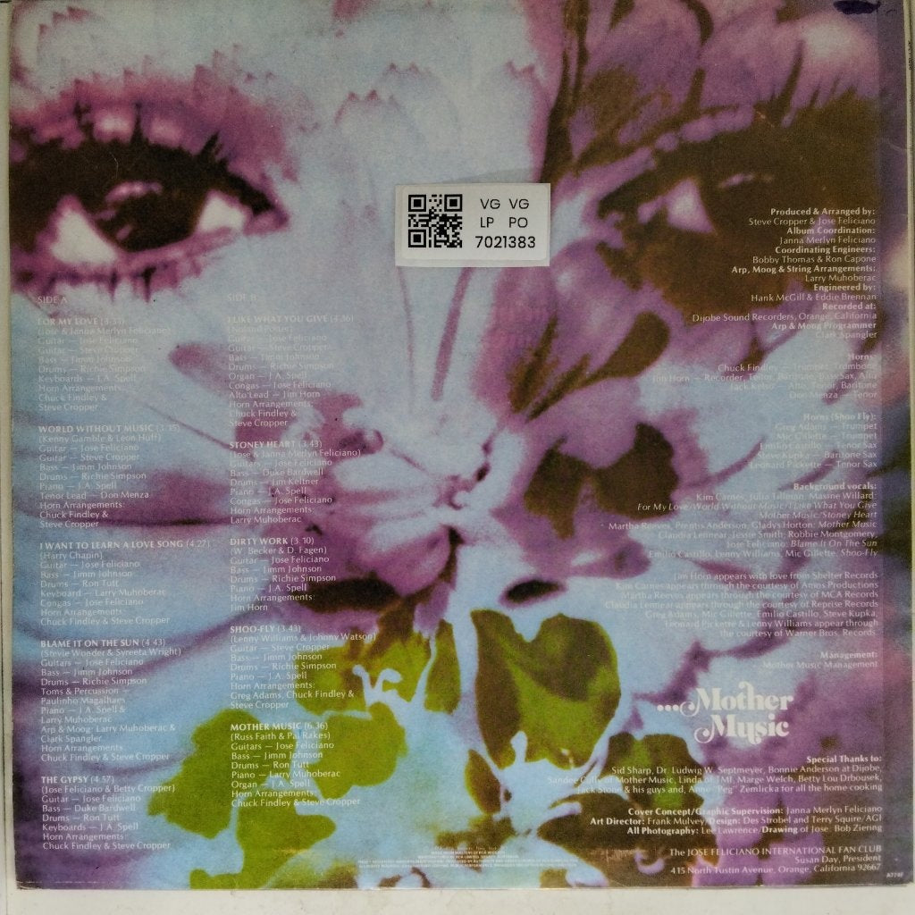 José Feliciano - For My Love... Mother Music (Vinyl)