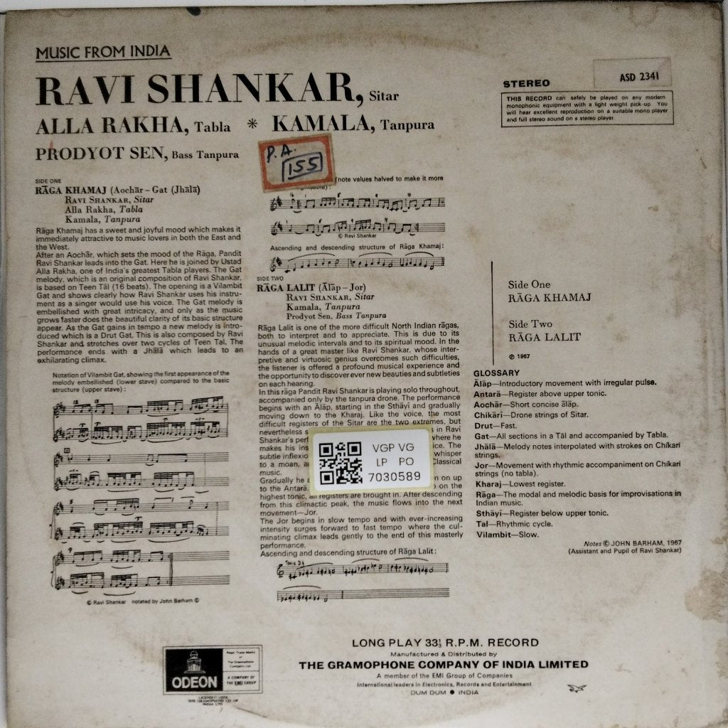 Ravi Shankar - Rāga Khamāj · Rāga Lalit (Vinyl)