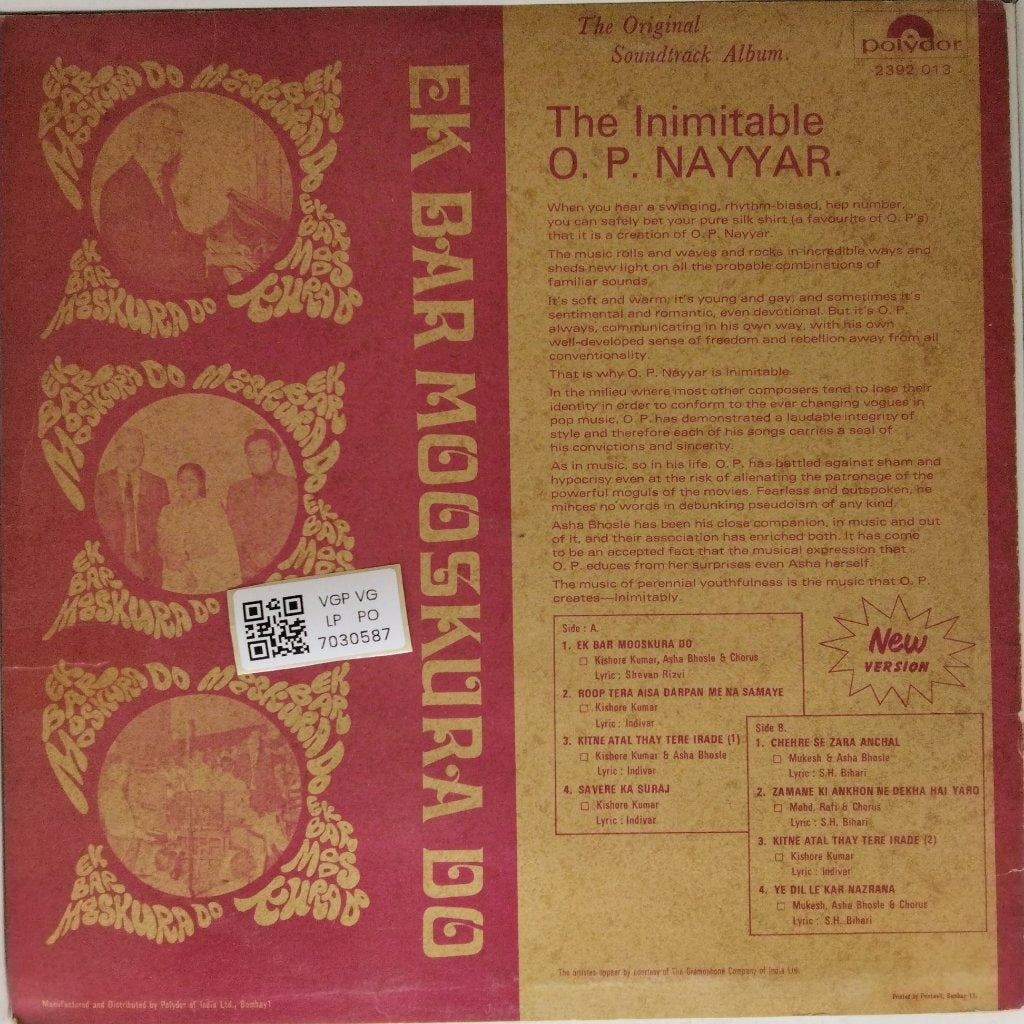 O.P. Nayyar - Ek Bar Mooskura Do (Vinyl)