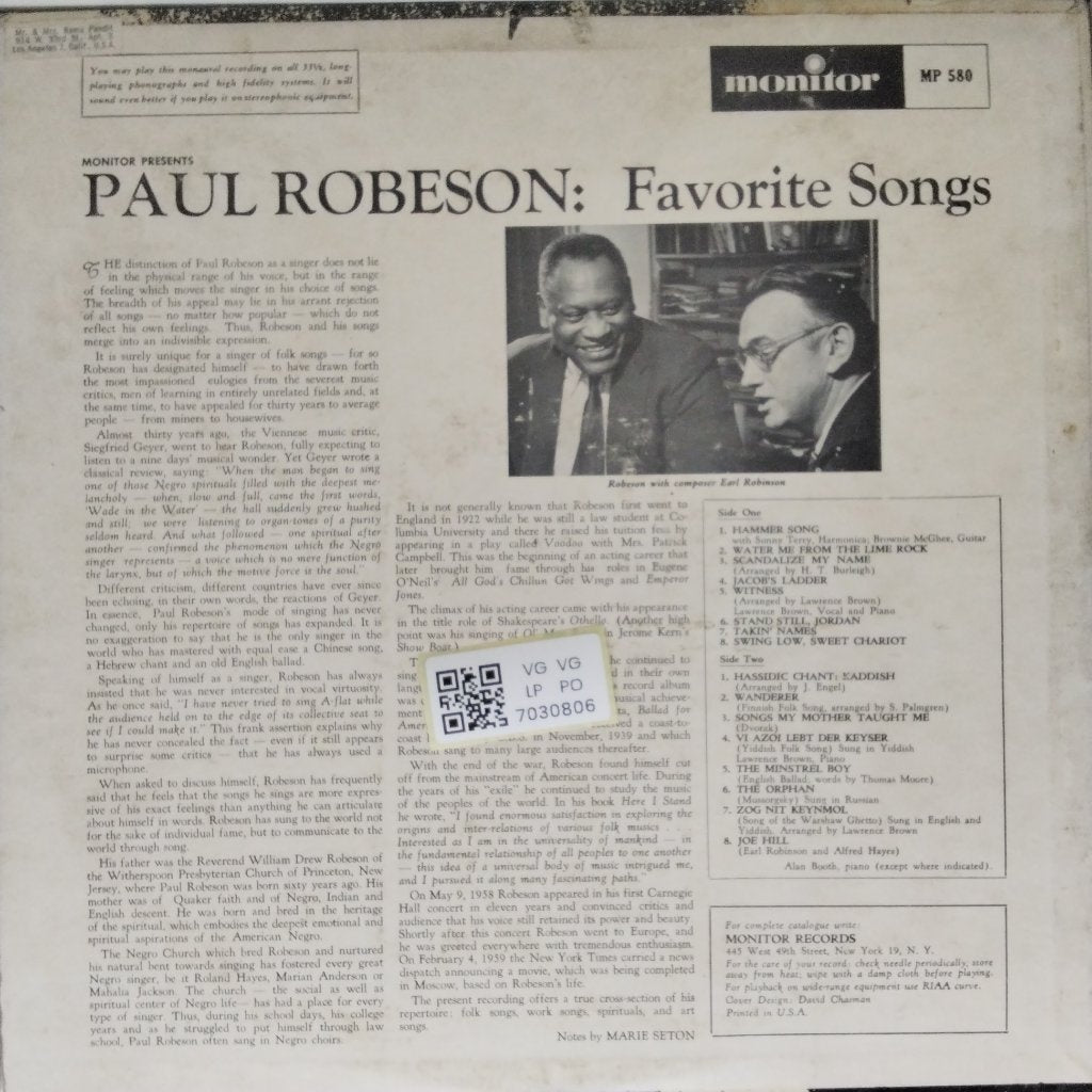Paul Robeson - Favorite Songs (Vinyl)