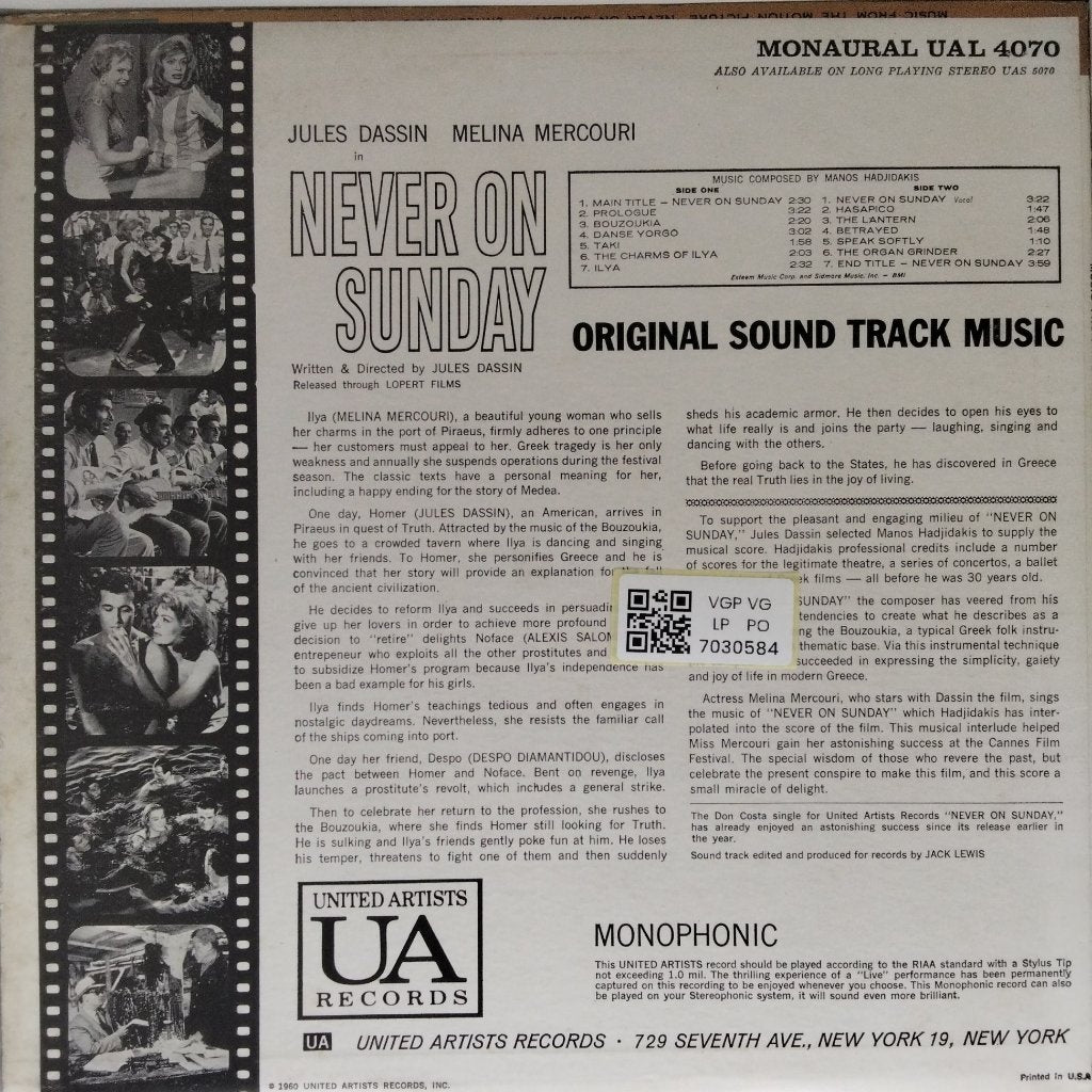 Manos Hadjidakis - Never on Sunday (Vinyl)