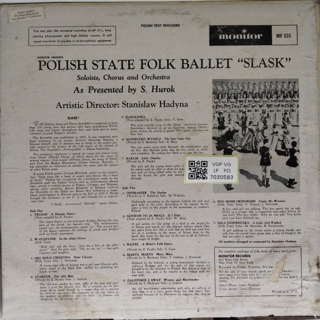 Stanislaw Hadyna - Polish State Folk Ballet "Śląsk" (Vinyl)