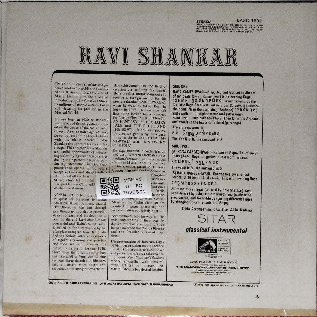 Ravi Shankar - Ragas (Vinyl)