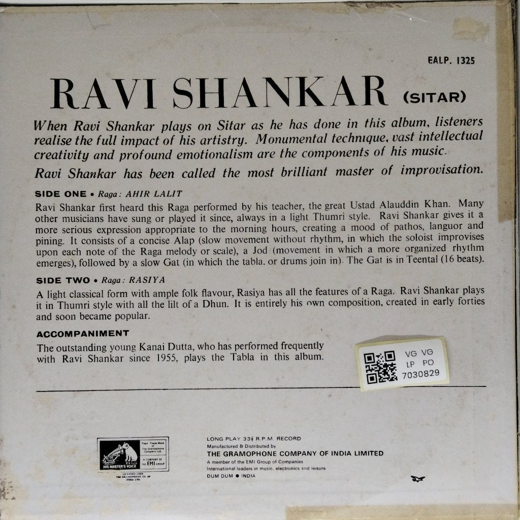 Ravi Shankar - Two Raga Moods (Vinyl)