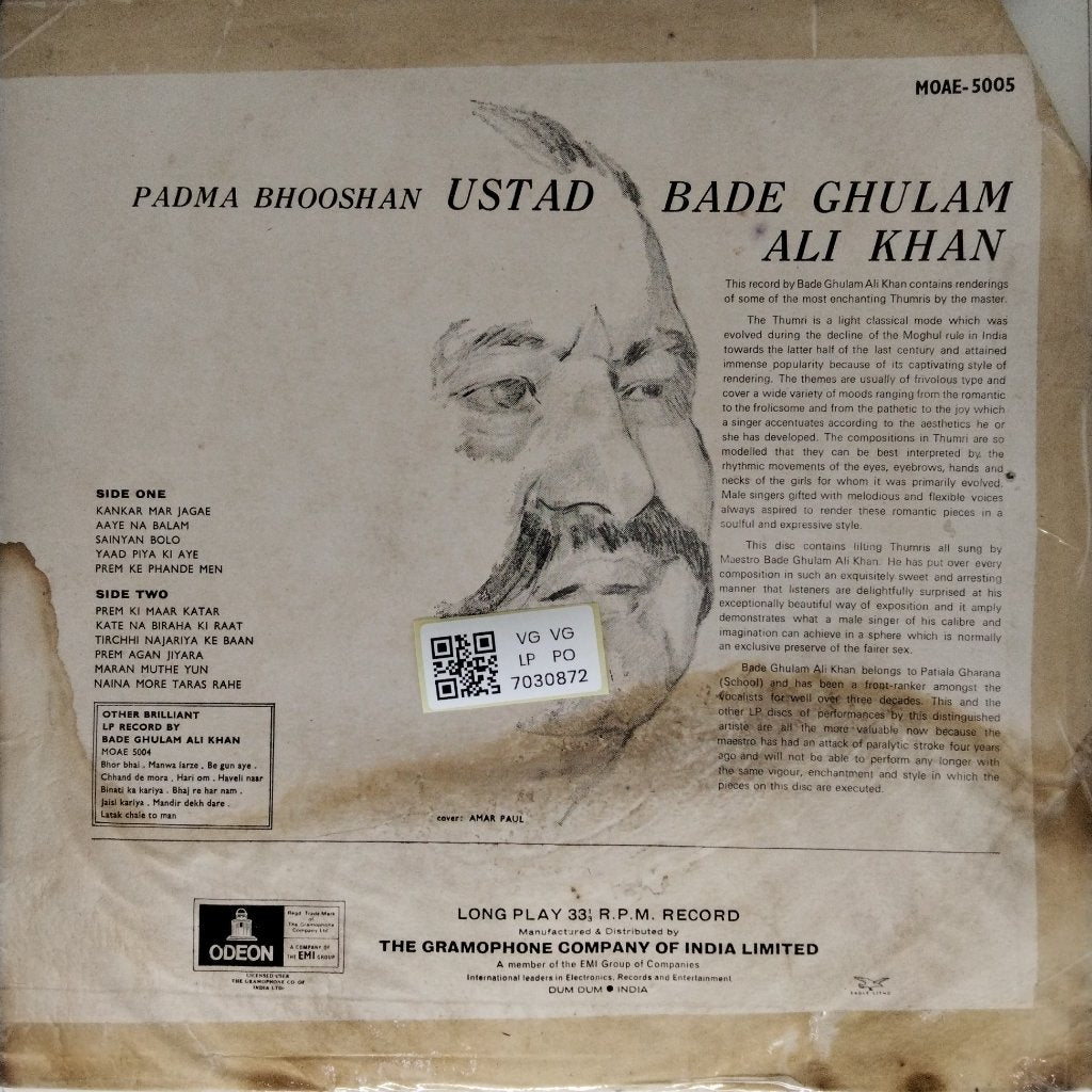 Ustad Bade Ghulam Ali Khan - Padma Bhooshan Ustad Bade Ghulam Ali Khan (Vinyl)