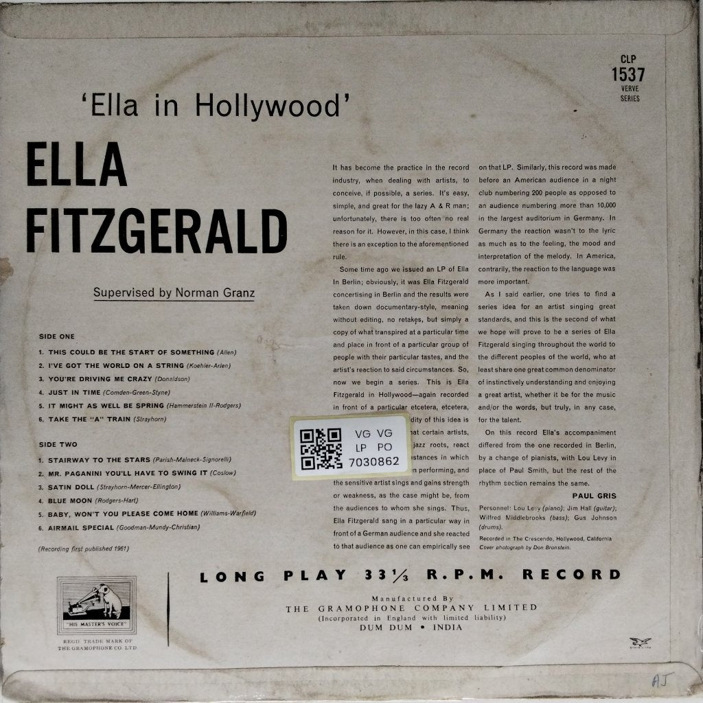 Ella Fitzgerald - Ella in Hollywood (Vinyl)