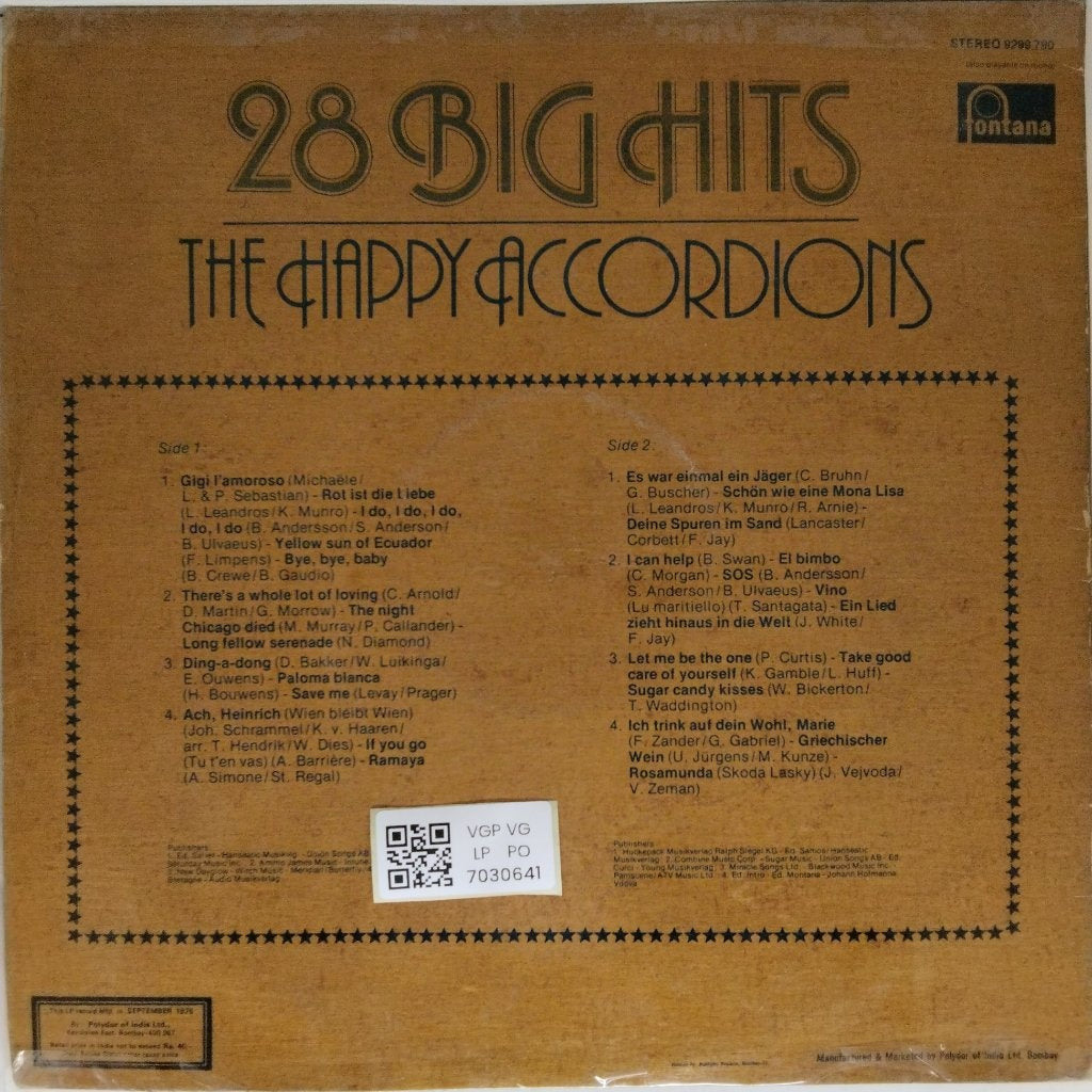 The Happy Accordions - 28 Big Hits (Vinyl)