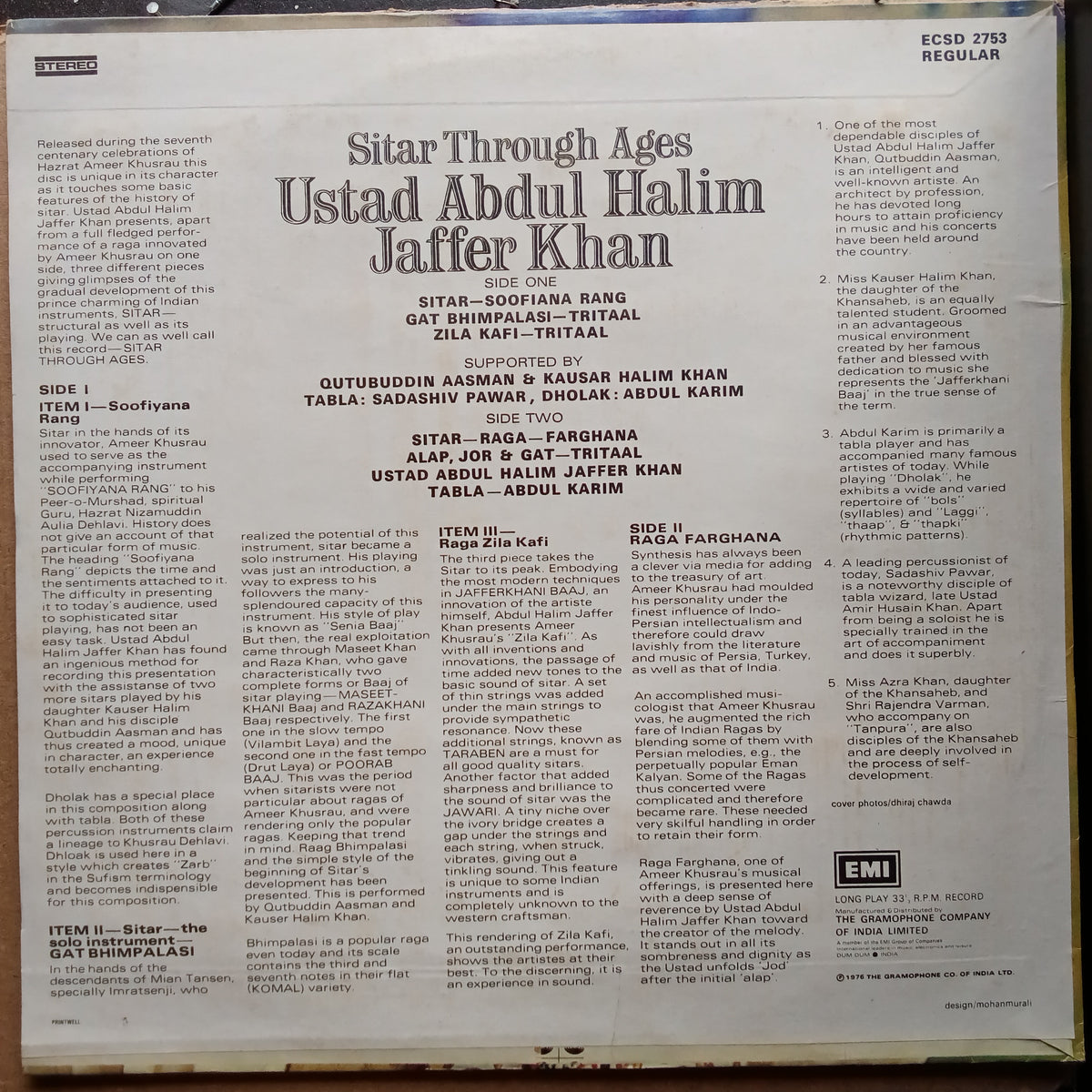 Abdul Halim Jaffer Khan  - Sitar Through Ages (Vinyl)