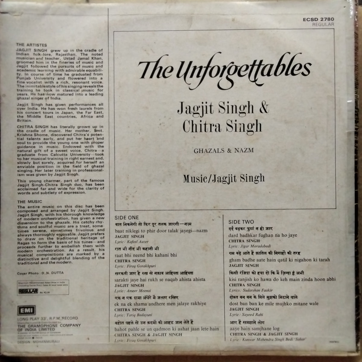 Jagjit Singh & Chitra Singh - The Unforgettables (Vinyl)