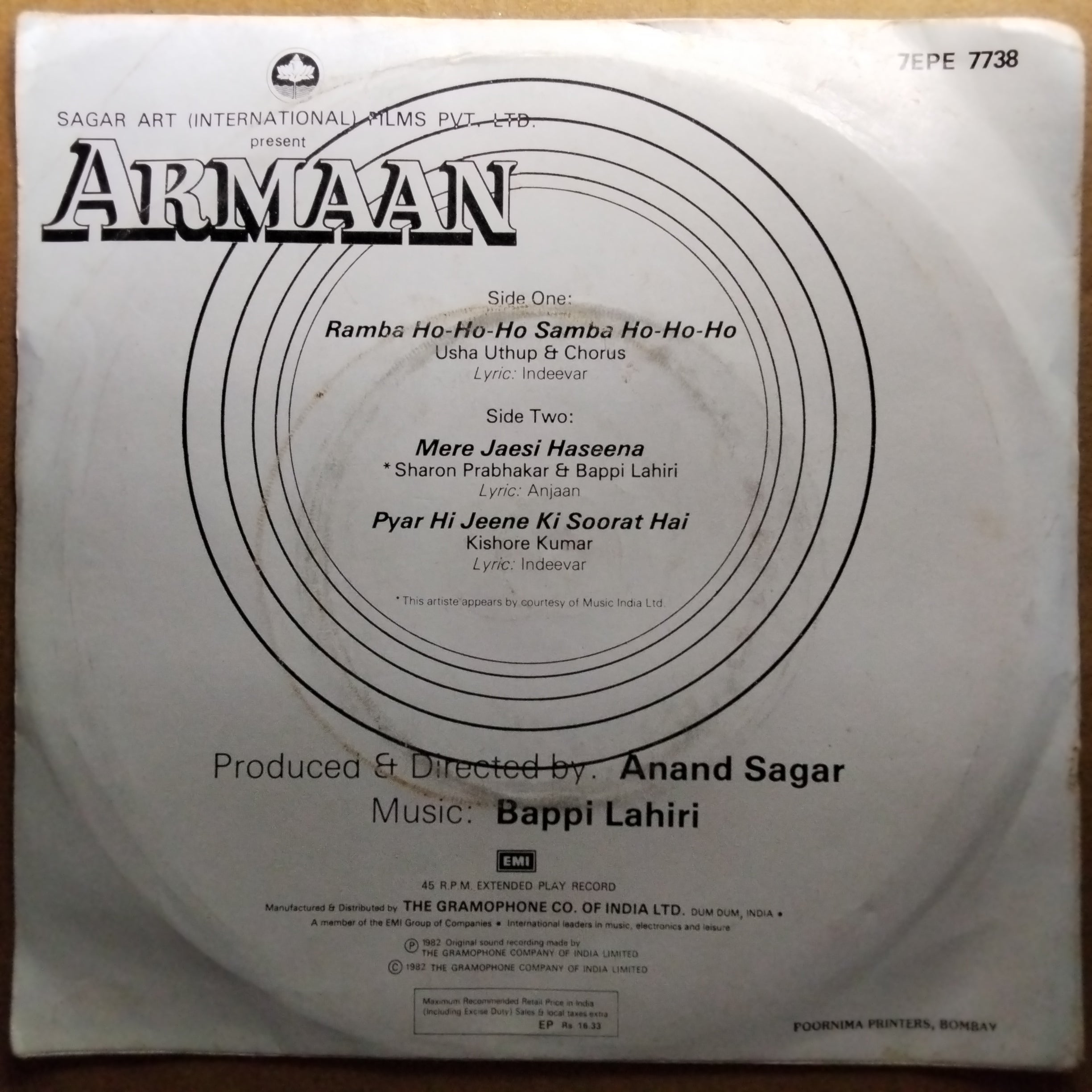 Bappi Lahiri  - Armaan (45-RPM)
