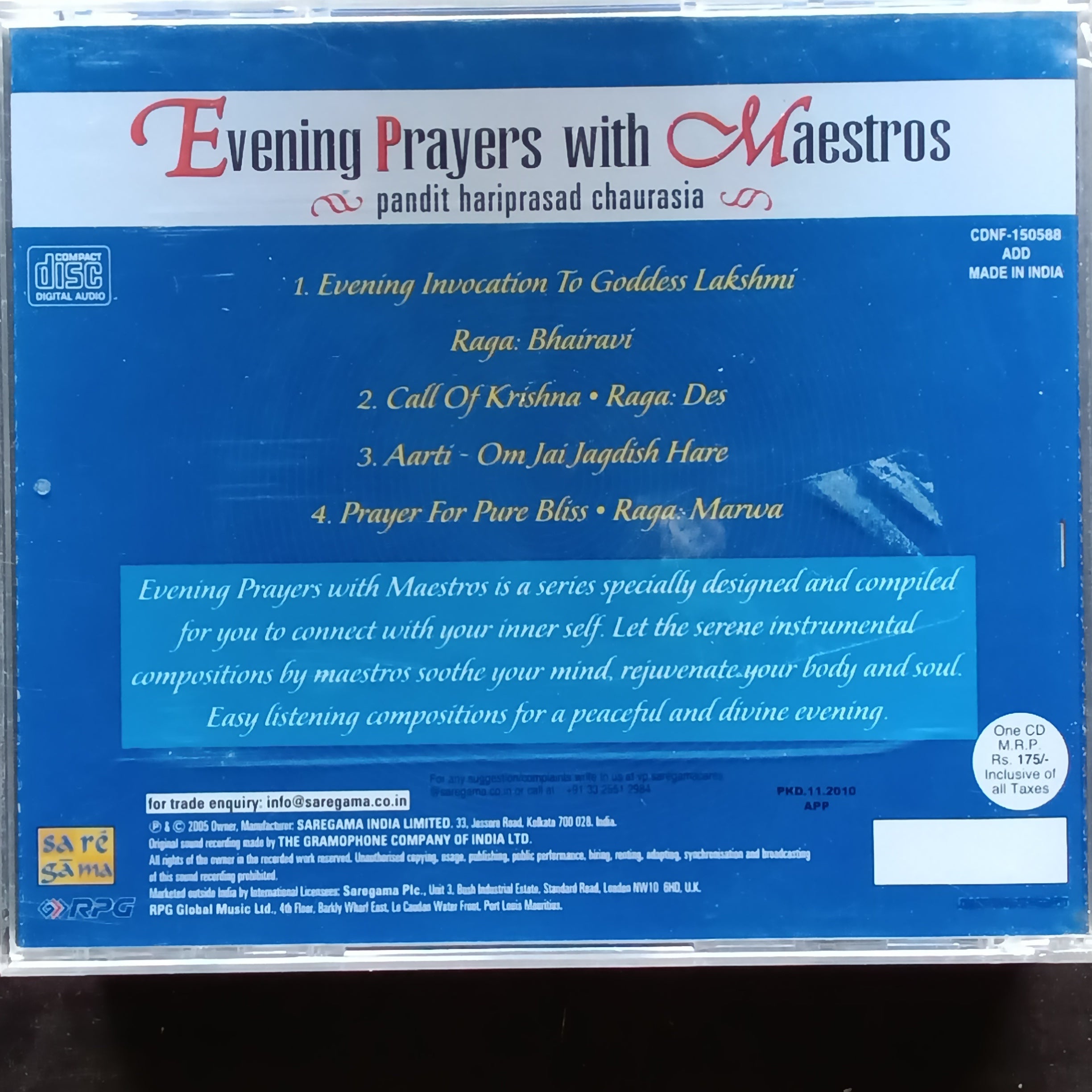 Hariprasad Chaurasia  - Evening Prayers With Maestros (CD)