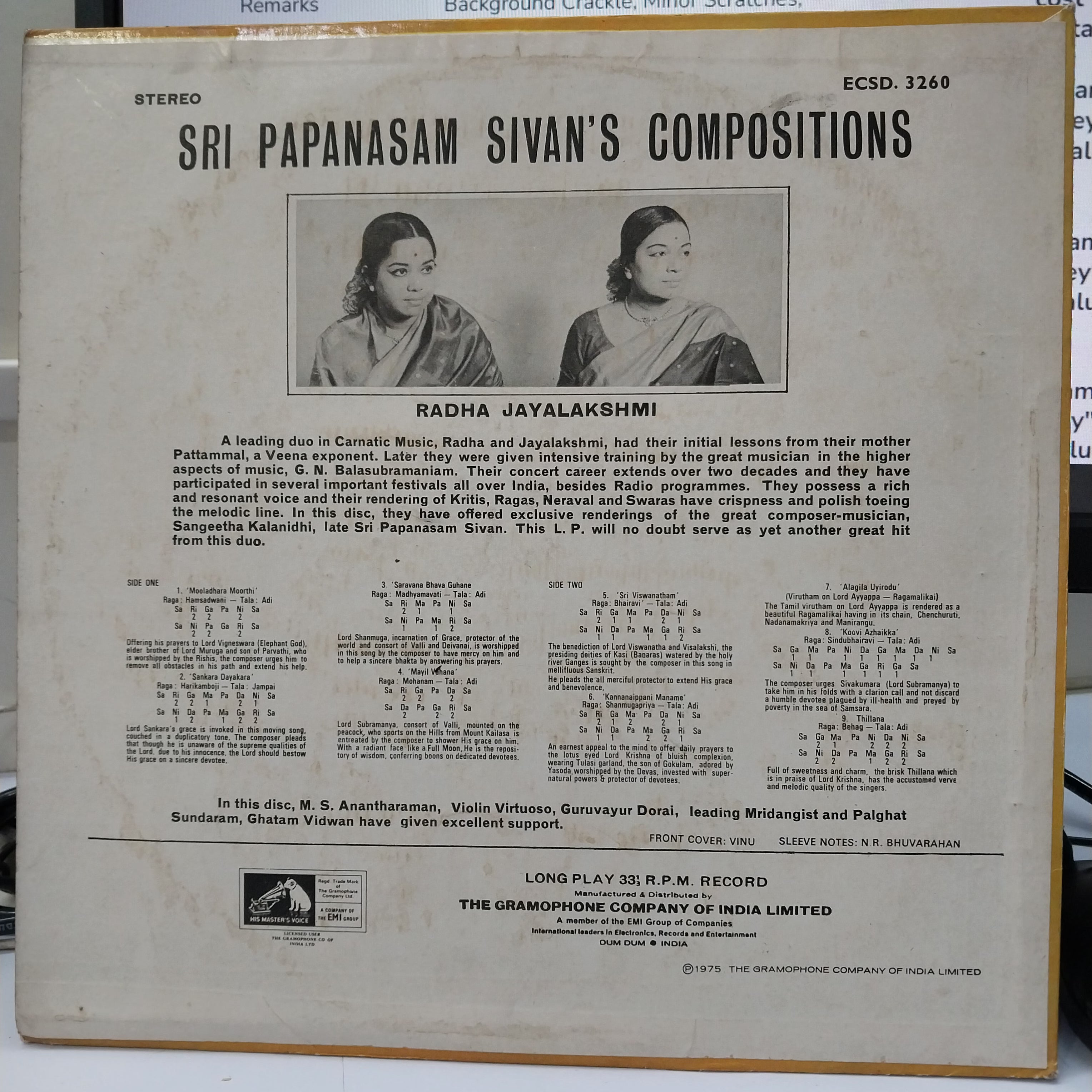 Radha Jayalakshimi - Sri Papanasam Sivan's Compositions (Vinyl)