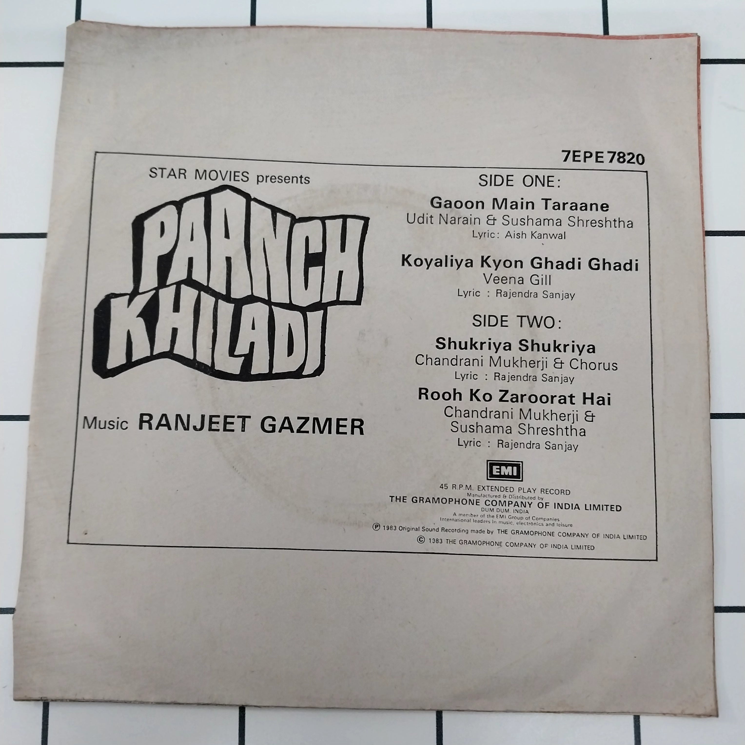Ranjeet Gazmar - Paanch Khiladi (45-RPM)