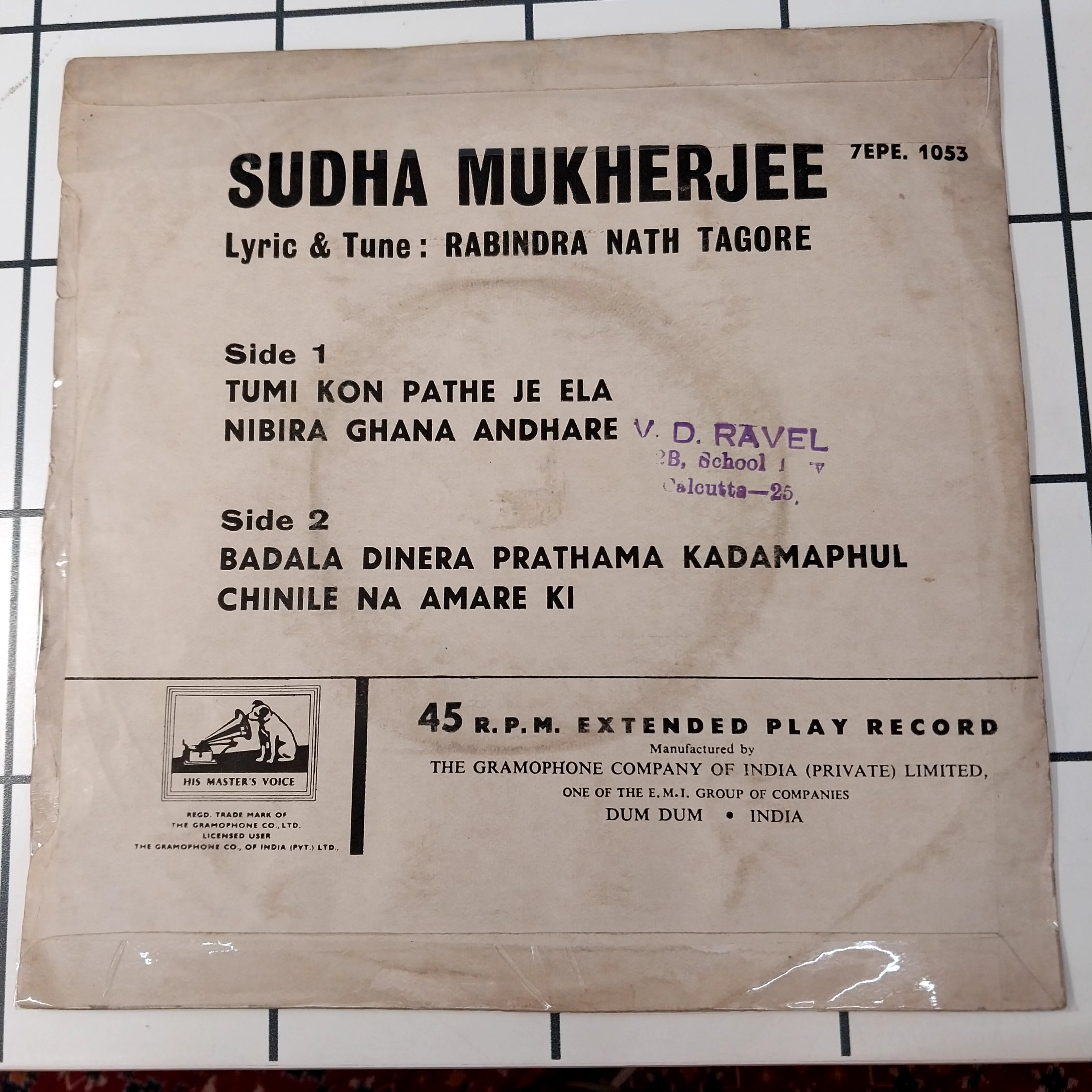 Sudha Mukherjee - Songs Of Rabindranath (45-RPM)