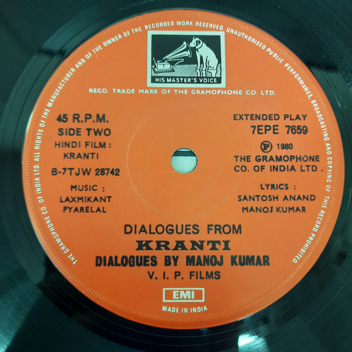 Laxmikant Pyarelal - Dialogues from kranti (45-RPM)