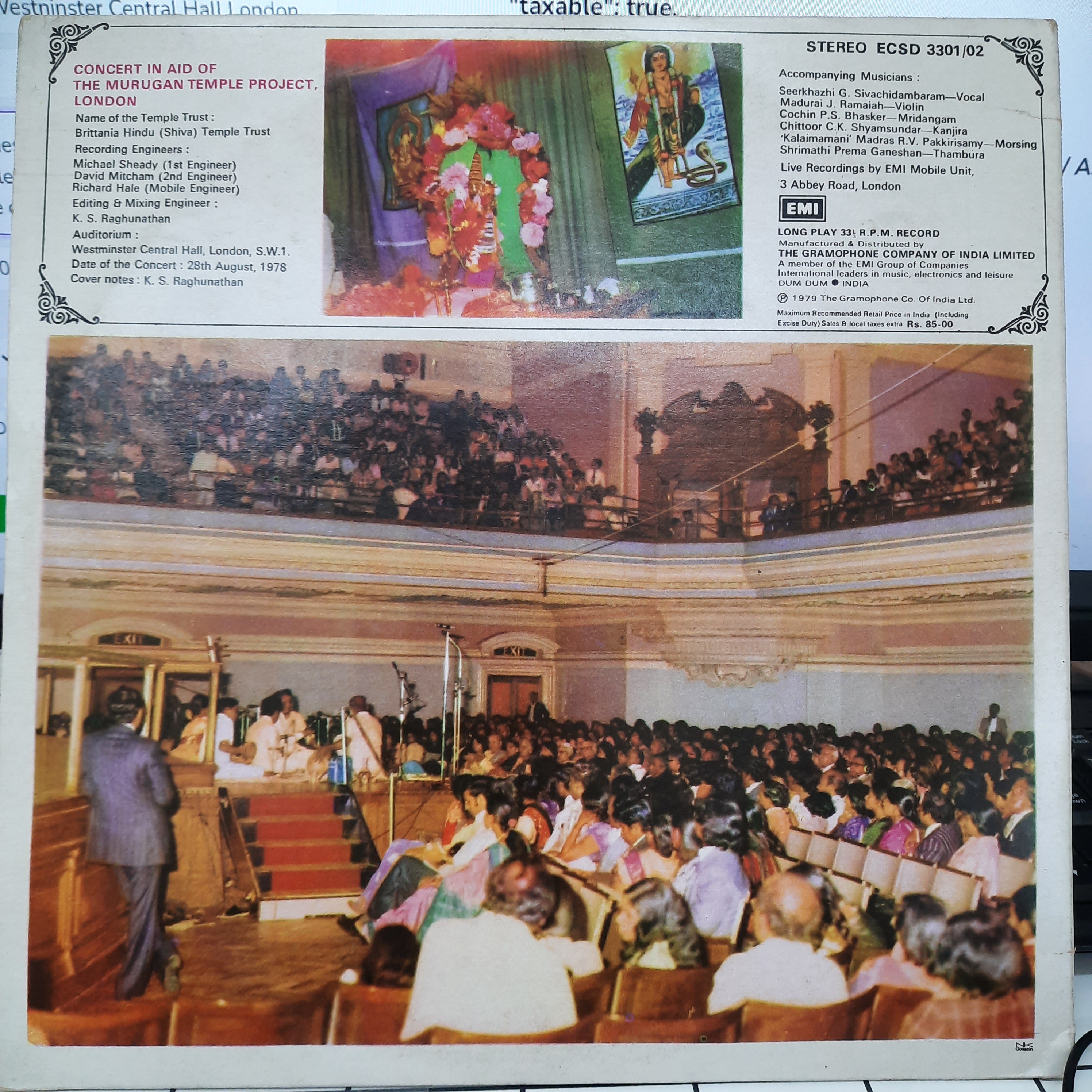 Seerkhazhi S. Govindarajan - Live At Westninster Central Hall London (Vinyl)